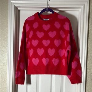 Old Navy Red and Pink Heart Crew Neck Sweater